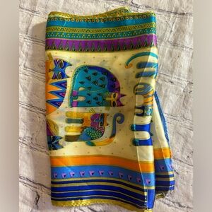 FABULOUS FELINES ART STYLE 100% SILK MULTI COLOR OBLONG LAUREL BURCH LIKE SCARF